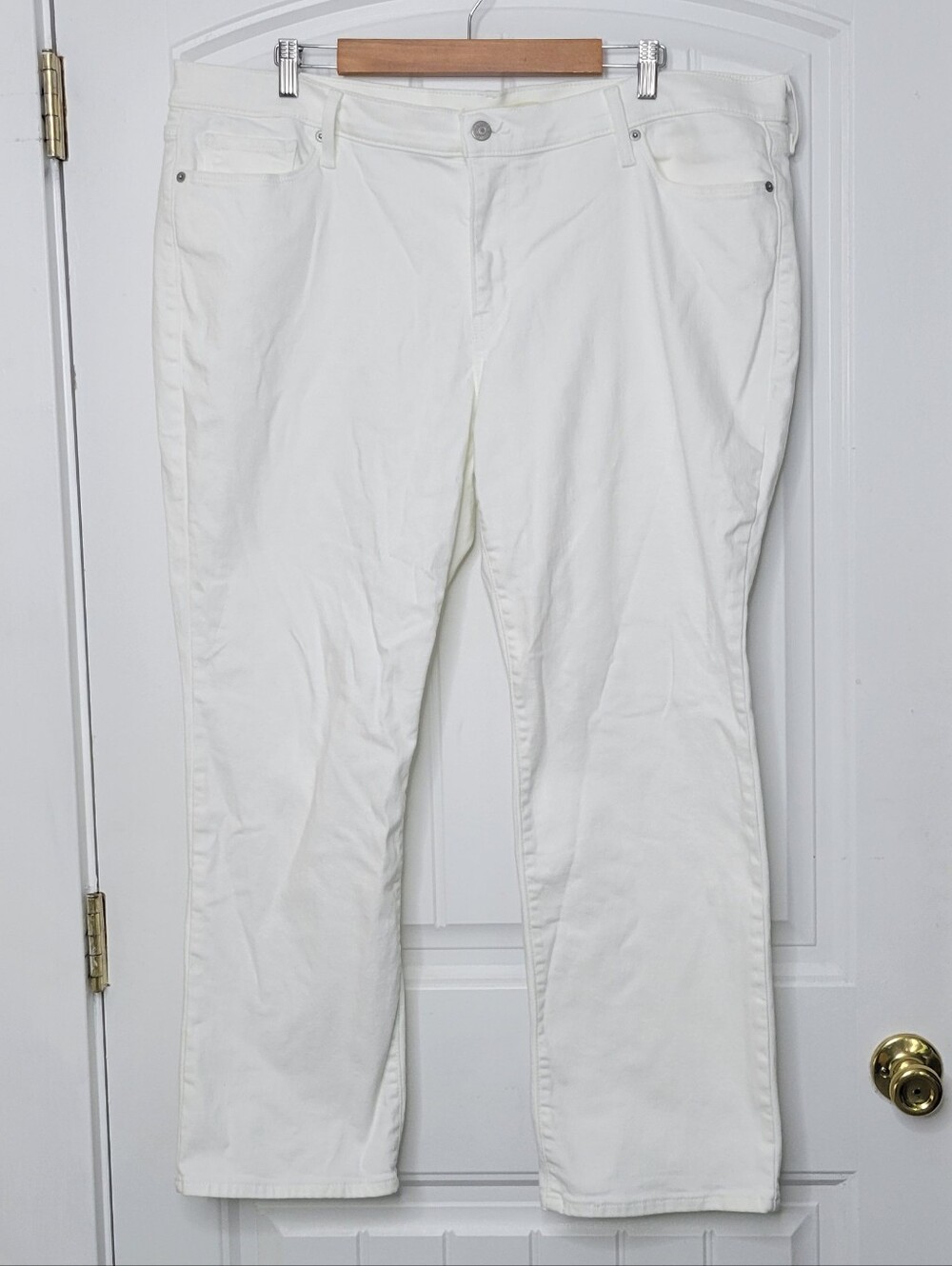 Levi's White Denim Straight Leg Button-Front Jeans
